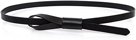 LOHOME® Waist Belt, Ladies Women Fashion Simple Vegetable Tanned Leather Adjustable Elastic Waist Belt Skinny Belt Girls Jeans Belt (Black)