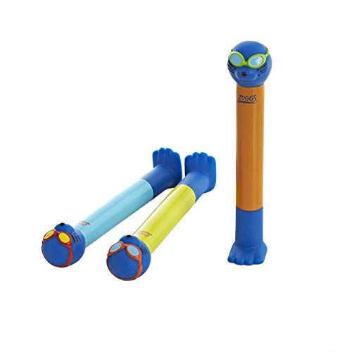 Zoggs 301265 Palos Dive Sticks Buceo Juguetes para niños, Infantil, Rojo/Verde/Amarillo/Púrpura/Azul, 4 Pack