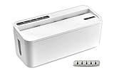 Bins & Things Kabelmanagement-Box und Mehrfachstecker-Organisator (weiß) USB, Co