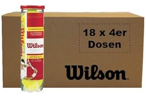 Balles de tennis Wilson Championship All Court – 72 balles de tennis en carton avec 18 boîtes de balles de tennis avec 4 balles de tennis Wilson – Joueur de match et d'entraînement de tennis Ensemble