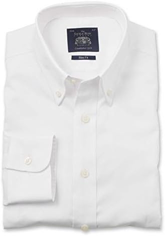 Savile Row Men's White Pinpoint Oxford Slim Fit Shirt - Single Cuff 16 1/2 Standard Single
