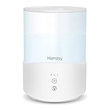 Homasy 2.5L Humidificateur d'air, Diffuseur d'Huiles Essentielles à Brume Fraîche, 3 Modes de Brume, avec LED à 7 Couleurs, Arrêt Automatique sans Eau, Mode Veille, pour Le Bureau/Domiciles- Neige