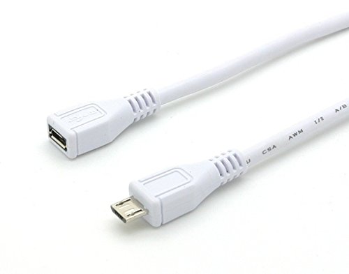 Micro USB 2.0 Hi-Speed Verlängerungskabel Micro B Buchse - Micro B Stecker weiß 2,0m - Alle 5 Pins beschaltet inkl. ID/Sense Pin!