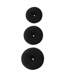 Zintalic Hair Donut Ring Shaper Roller Juda Bun Maker (Black, Small, Medium, Large) - Set of 3 Pcs