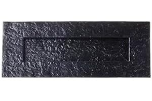 I IRONMONGERY SOLUTIONS Ironmongery Solutions® Black Antique Heavy Duty Cast Iron Postal Door Knocker Letter Box Plates (Traditional Plain Letter Plate)