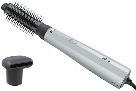 Braun Air Styler AS2.21, Leggera, Spazzola termica modellante e concentratore, 800W, 2 temperature/velocità più aria fredda, Tecnologia IONTEC, Grigio Satin, BRAS221E