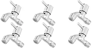 Torofy Stainless Steel Turbo Bib Cock Bathroom Kitchen Tap Foam Flow with Wall Flange (Pack of 6)