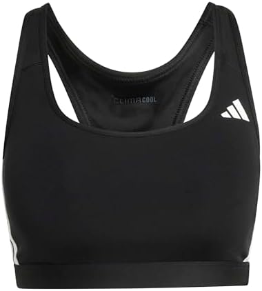 adidas Donna Optime Essentials Workout 3-Stripes Medium Support Bra, Black/White, S