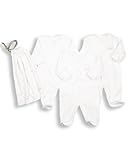 The Essential One - Pack of 3 White Sleepsuits/Baby grows + Bag. 0-3 months. ESS1