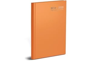 QUICKDRAW Academic Diary 2024-2025 A5 Day A Page Mid Year Classic Hardback Student Planner With Appointment Times Casebound Organiser (Orange)