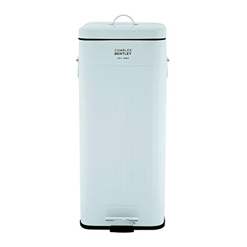 Bentley - Cubo de basura con pedal para cocina - Cuadrado - Retro - Acero - 30 L - Varios colores - Azul