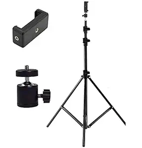 Madan Enterprises Adjustable Aluminium Alloy Tripod Stand Holder for Mobile Phones & Camera, 360 mm -1050 mm, 1/4 inch Screw + Mobile Holder Bracket