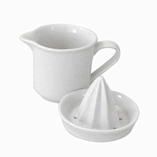 Zitronenpresse Zitruspresse Limettenpresse Orangenpresse mit Kännchen, Porzellan, 2 tlg., ca. 325 ml, ca. 13.5 x 15.5 cm, weiß