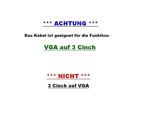 GiXa Technology Adapter YUV Kabel VGA 15 pol auf 3 Cinch / RCA Stecker verbinden Verbindung Audio Video AV TV Kabel Adapter mit Ferrit Störungs Filter 1.40m - 2