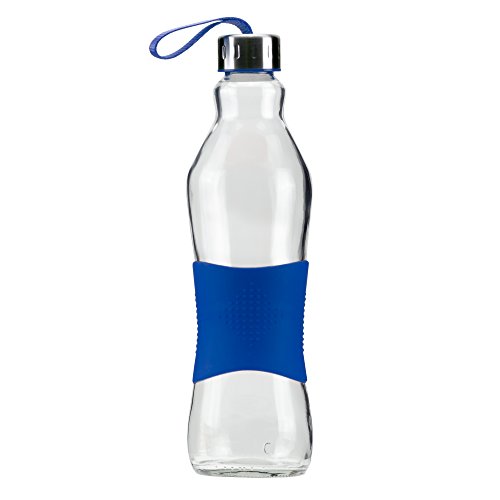 Grip & Go Glass 1.0L Water Bottle / Fridge Bottle - Stainless Steel Lid - BLUE Grip & Go Glass 1.0L Water Bottle / Fridge Bottle - Stainless Steel Lid - BLUE