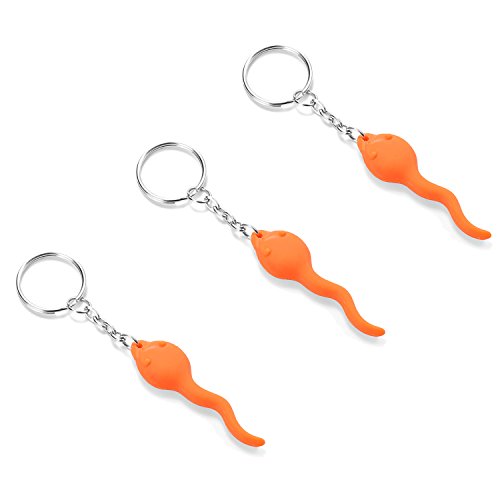 Sperm Shaped Keychain Orange (Pack Of 3)