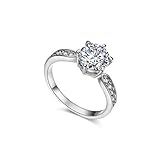 RedFly 18ct White Gold Plated 9pcs Round CZ Crystal Paved Forever Women Wedding Rings, Size M