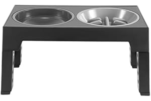 GEIEOLD Elevated Dog Bowls with Stand, Raised Dog Bowl with 5 Adjustable Heights for Small Medium Sized Dog