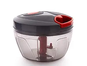 Ality Plastic Handy Chopper with 3 Blades for Chopping Fruits and Vegetables (Black, Standard)