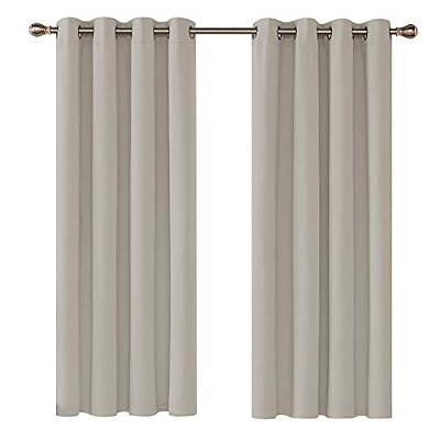 Deconovo Lot de 2 Rideaux Occultants de Salle de Manger à Oeillets 140x180cm Isolant Thermique Beige