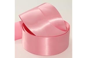 RIBBON WRITER Double Faced Satin Ribbon. 7mm, 10mm, 15mm & 25mm. 58 Colours. 1m Cut Length (25mm, Baby Pink Col440)
