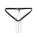 Produktbild Hanyi Damen Leder Unterwäsche Massage Keuschheitsgürtel Einstellbar G-String Tanga mit Ketten, Schwarz