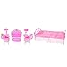 Produktbild Gazechimp Puppenhaus Möbel Mini Sofa Stuhl Lampen Tisch Bett Blatt Kissen Set Für Barbie Puppen Haus Schlafzimmer / Wohnzimmer Deko Zubehör