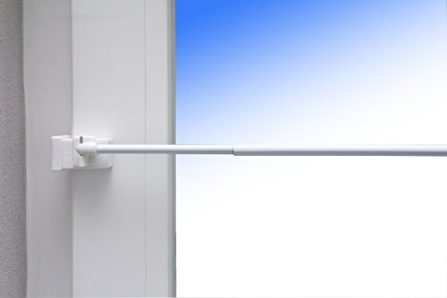Gardinenstange „Miami“ 80-130cm ausziehbar Vitragenstange + 1 Paar Klemmträger Weiß Universal (Fensterdicke 10-27mm) für oben oder seitlich am Fenster - 2