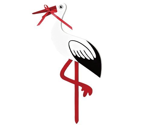 Magni Klapperstorch Storch Steckholz zum Aufstellen bei Geburt eines Baby 80 cm ( rot )