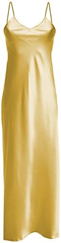 DKaren Satin Nightie Chemise Nightdress Nightgown Lingerie - Iga Gold Medium (10 UK)