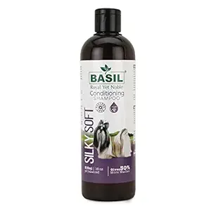 BASIL Pet Silky Soft Anti-Bacterial, Anti-Dandruff, Itch Relief & Maintains Overall Skin Health Conditioning Shampoo for Dogs Paraben Free 250 ml