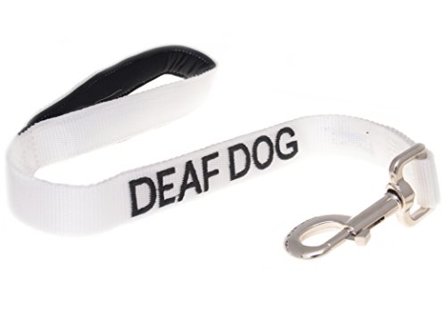 Dexil Deaf Dog (Cane ha limitato/Senza udenza) Colore Bianco codificato 60 cm 1,2 m 1,8 m Neoprene Maniglia Cane guinzaglio prevenire incidenti avvisando Gli Altri del Vostro Cane in anticipo