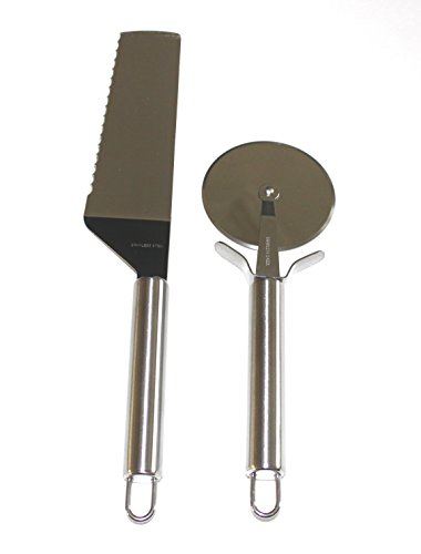 Pizzaschneider mit Pizzamesser/ Heber, 2 teiliges Set, Edelstahl in der Geschenkbox - 4