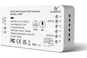 PORFOYO Contrôleur Wled Esp32, Contrôleur De Bande Addressable Wled, Contrôleur Led Wifi Bluetooth, Wifi Smart Led Installation Domestique Compatible WS2811 2812B 2813 2815 GS8208 SM16703PSK6812 TM1814,5-24V
