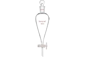 stonylab 60ml Robinet D'arrêt en Verre Ampoules à Décanter, Entonnoir Laboratoire en Verre Borosilicate Mur-Lourde Conique en Forme de Poire, Separatory Funnel avec Joint 24/29
