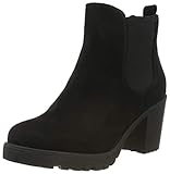  Stiefelparadies Damen Stiefeletten Chelsea Boots Wildleder-Optik Schuhe High Heel Booties Profilsohle 105430 Schwarz 38 Flandell
