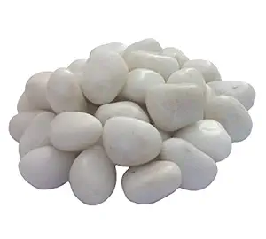 DEVU PARBAT ENTERPRISE Stone Glossy and Decorative Garden and Glass Pebbles Marble Polished Natural (White, 0.9 Kg, Large)