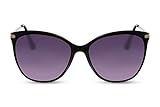 Alto: 5,3 cm x Ancho: 14,4 cm Cheapass Gafas de Sol Ojos de Gato Negras Diseño UV-400 Grandes XXL Metálicas Mujeres Hombres