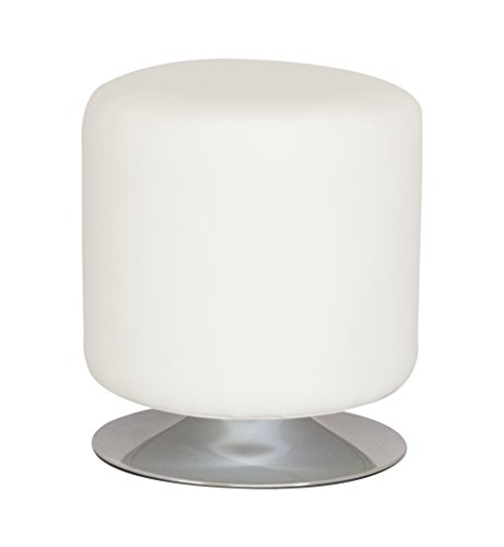 SixBros. Pouf rembourré en Cuir synthétique Blanc M-60351/2143