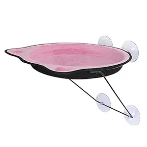 Cat Window Perch, Sleeping Small Hanging Balcony Pet Suction Cup Bed for Bird Watching for Enjoy The Sunshine(Pink)