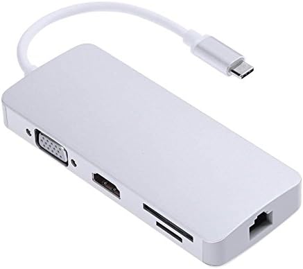Hillrong Type-C HUB USB-C to USB3.0 HDMI VGA Card Reader RJ45 PD Adapter for MacBook