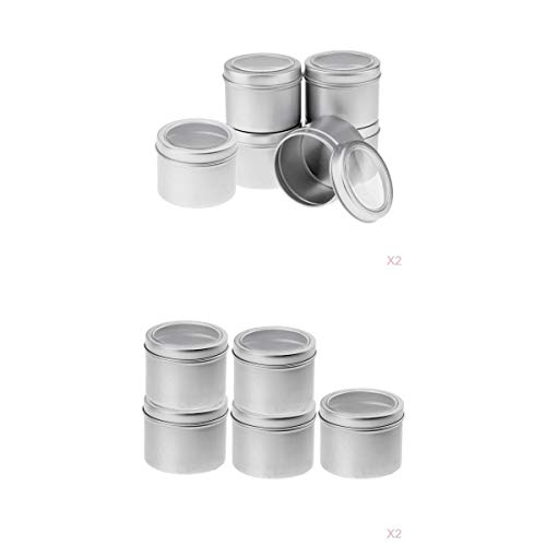 Fenteer 22x 100ml/60ml Mixed Aluminum Window Style Tin Jars Silver Top Round Jars Metal Tin Cans Containers Food Tins Cosmetic Jar Pot Travel Tins