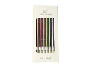 Not Just Gifts Metallic Candles for Cake (6 Pcs)-Multicolour