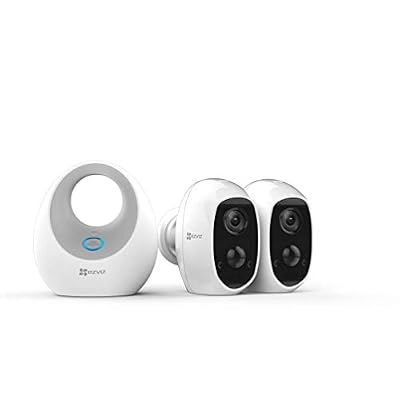 EZVIZ C3A Caméra de Surveillance, Duo pack avec W2D, sans Fil Wi-Fi FHD 1080p, vision nocturne, extérieur / intérieur, Audio bidirectionnel,détection de mouvement PIR, Batterie Rechargeable