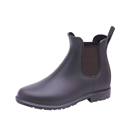 DOLDOA Bottes de Pluie imperméables Femmes Filles Bottes en Caoutchouc Femmes PVC Chelsea Bottines Plate a Enfiler Pas Cher