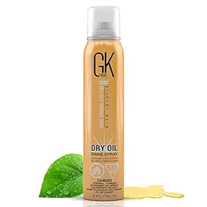 GK HAIR Global Keratin Dry Oil Shine Hair Spray (3.5 Fl Oz/115ml) for Hair Styling Light Weight Moisturizing Spray - With Natural, Coconut and Jojoba Oils | Instant Shine with Sun Protection