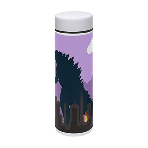 Jereee Godzilla Dinosaur Purple 7.5 oz Drink Flasks Travel Mug Sports Thermos Stainless Steel PU Leather Double Wall Vacuum Insulated Cup Christmas Birthday Gift for Kids/Women