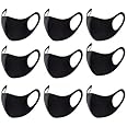 Scuba Cotton Adjustable Face Mask, Adjustable Earloops, Very Soft Comfortable Earloops, Washable cloth Mask Black (Pack of 9)