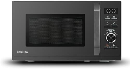 Toshiba MW3-AG20PE(BK) Forno a microonde con grill 20 l, 3 in 1, sbrinamento chef, forno a microonde, grill, station wagon, 5 livelli di potenza, 8 programmi automatici, facile da pulire, nero