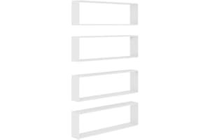 vidaXL 4X Estante Cubo Pared Estantería Colgante CD Libros Coleccionables Fotos Premios Adornos Decoración Librerías Contrachapada Blanco 100x15x30 cm